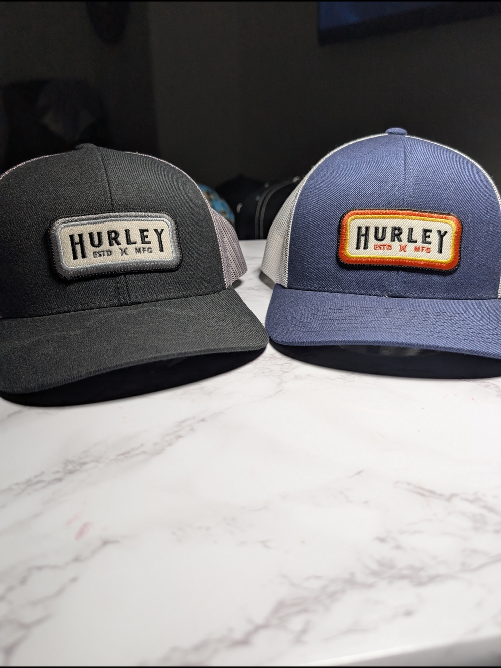 Hurley Two-Pack Trucker Caps in Black and Navy
